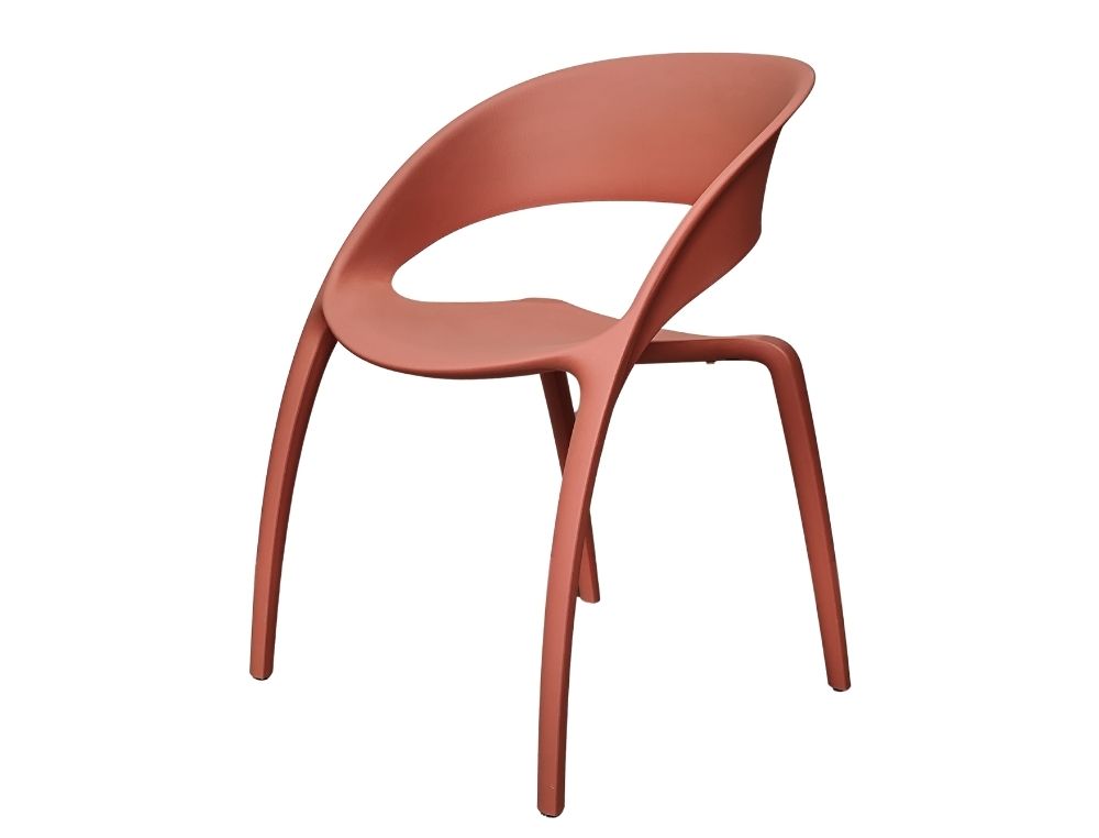SILLA MODELO BEE ACABADO DE POLIPROPILENO CON FIBRA DE VIDRIO UNA PIEZA COLOR CORAL
